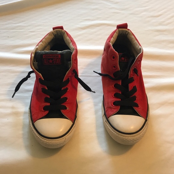 Red and black high top converse - Picture 3 of 4